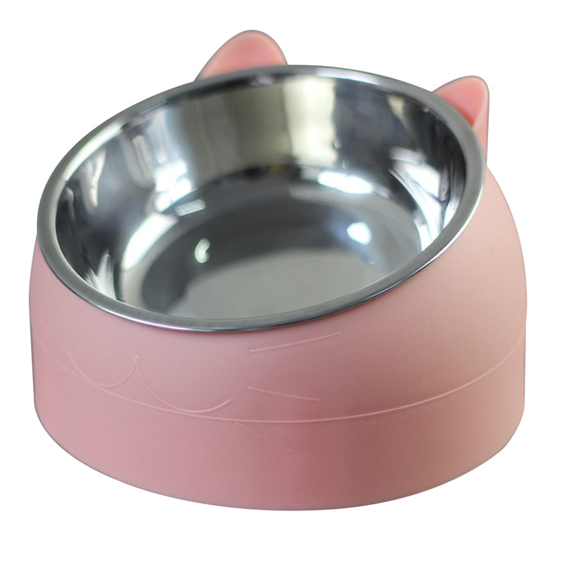 Cat Feeder Bowl 15 Degrees Raised Stainless Steel Non Slip