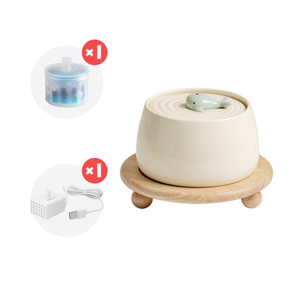 1.3L Cute Ceramic Whale Cat Water Fountain USB