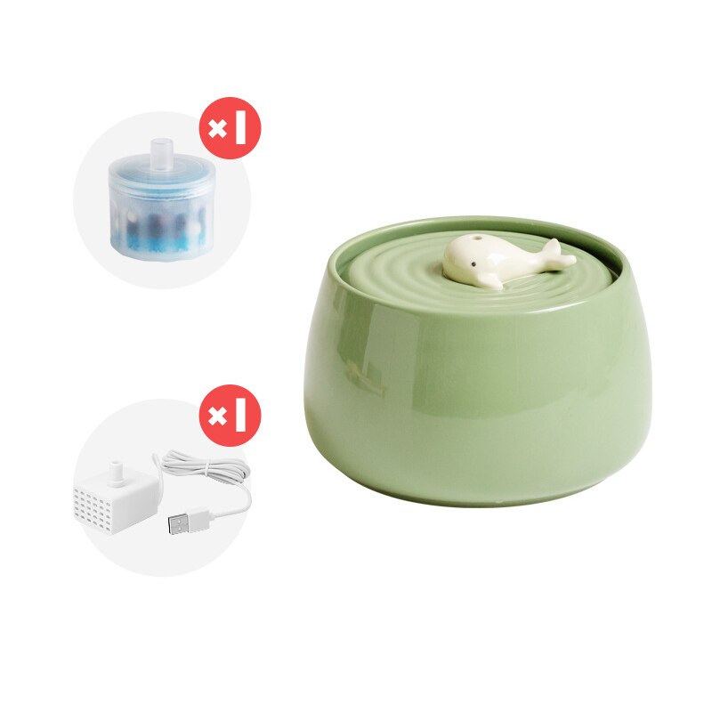 1.3L Cute Ceramic Whale Cat Water Fountain USB
