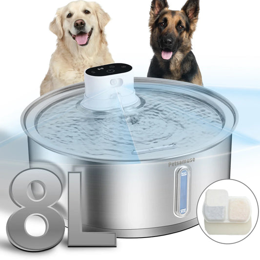 8L Wireless Stainless Steel Cat & Dog Water Fountain