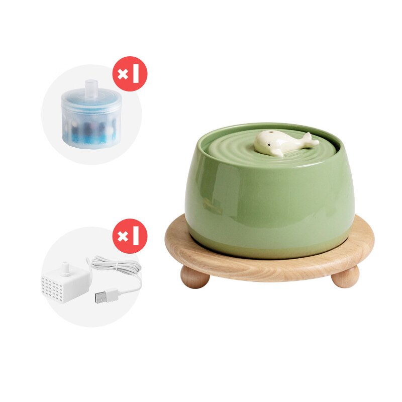 1.3L Cute Ceramic Whale Cat Water Fountain USB