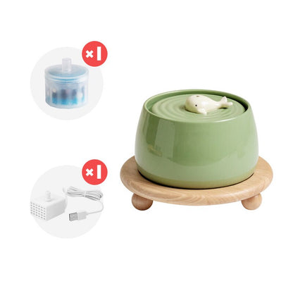 1.3L Cute Ceramic Whale Cat Water Fountain USB