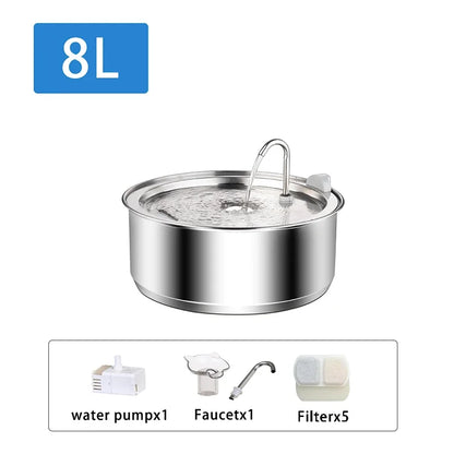 8L Stainless Steel Cat/Dog Water Fountain