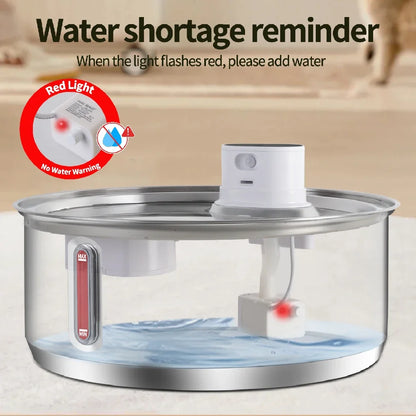 8L Wireless Stainless Steel Cat & Dog Water Fountain