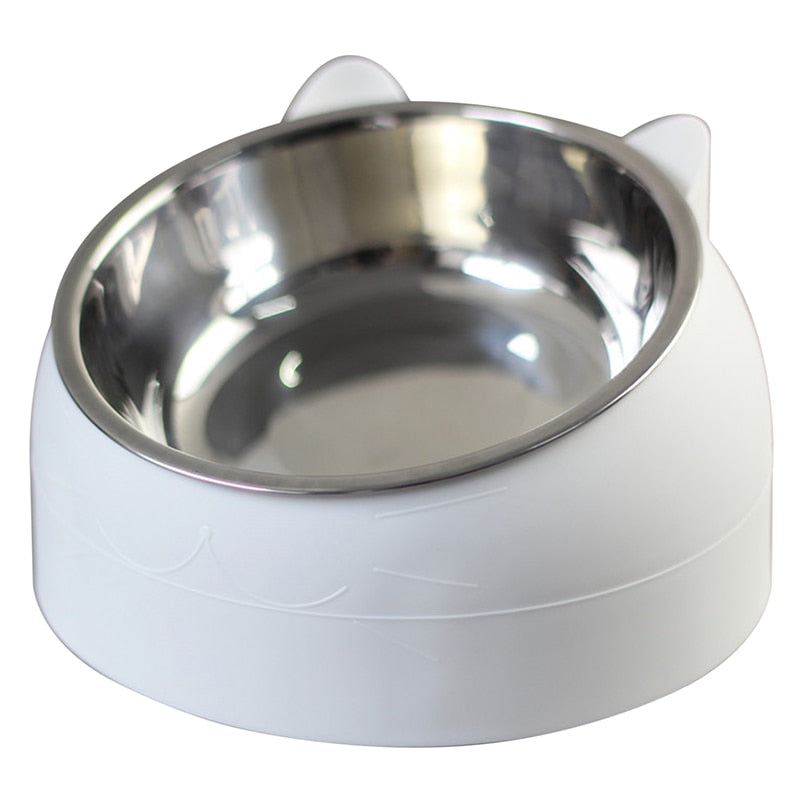 Cat Feeder Bowl 15 Degrees Raised Stainless Steel Non Slip