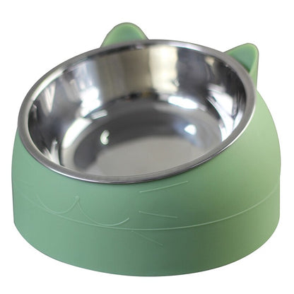 Cat Feeder Bowl 15 Degrees Raised Stainless Steel Non Slip