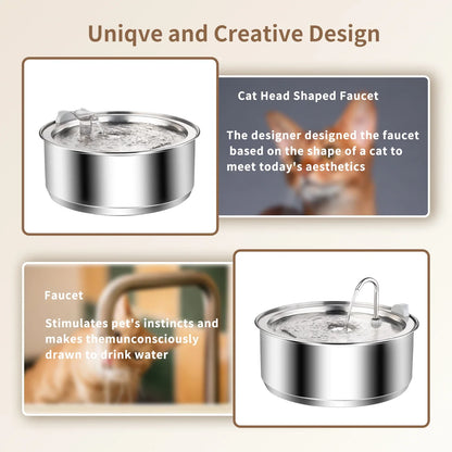 8L Stainless Steel Cat/Dog Water Fountain