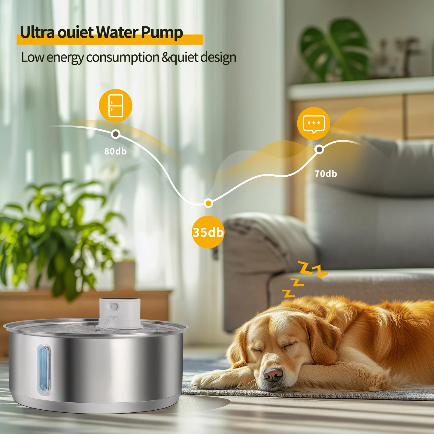 8L Wireless Stainless Steel Cat & Dog Water Fountain
