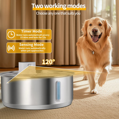 8L Wireless Stainless Steel Cat & Dog Water Fountain