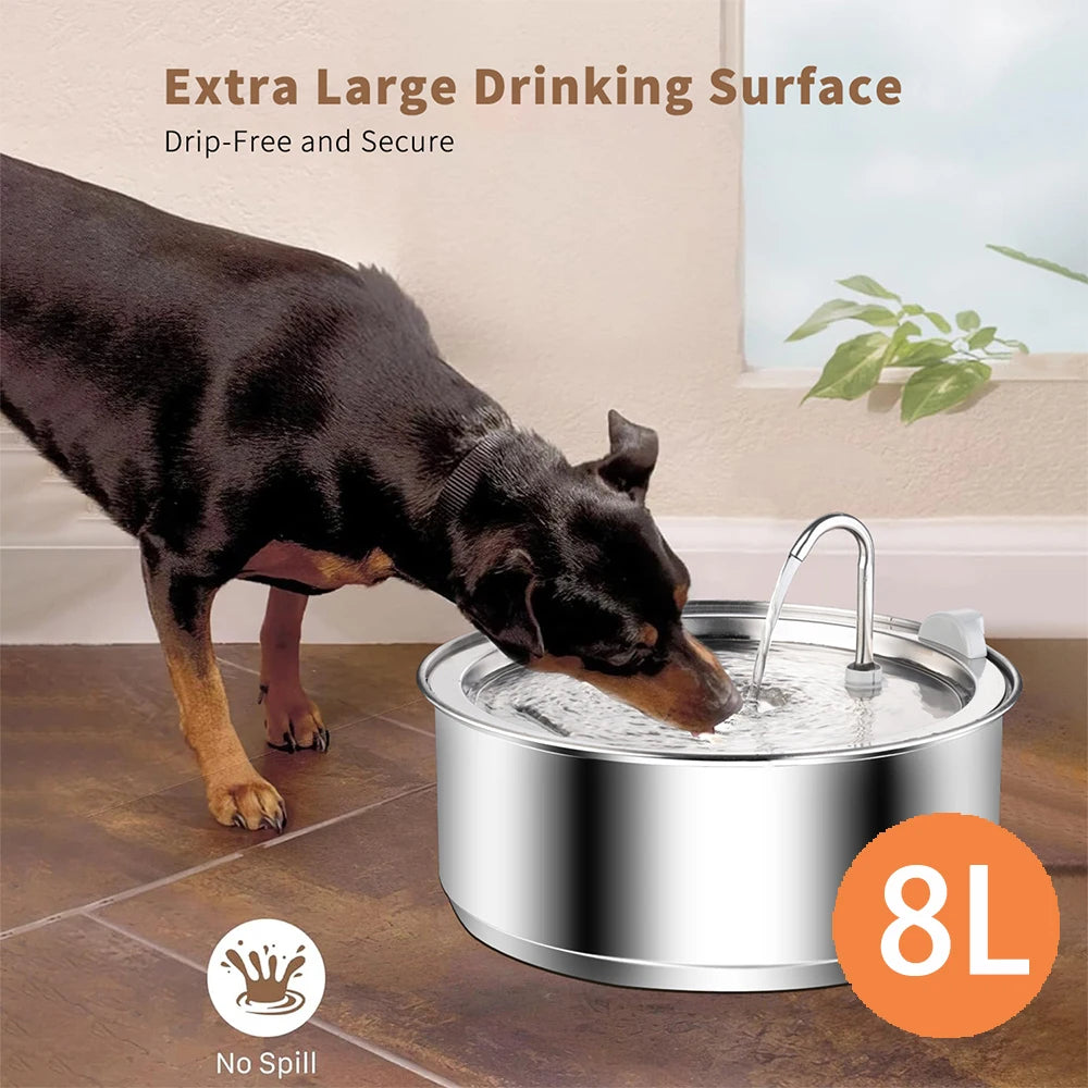 8L Stainless Steel Cat/Dog Water Fountain