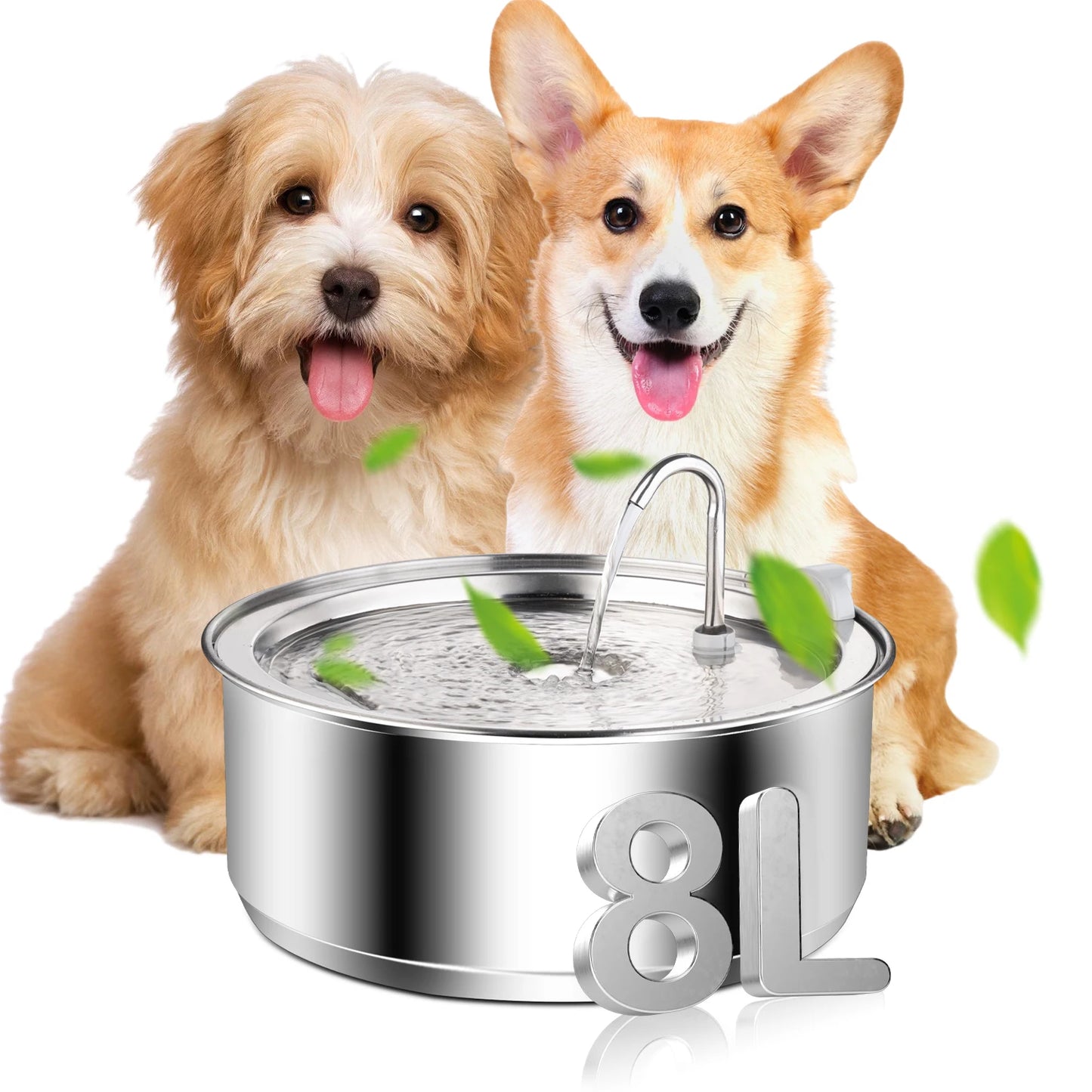 8L Stainless Steel Cat/Dog Water Fountain