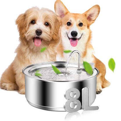 8L Stainless Steel Cat/Dog Water Fountain