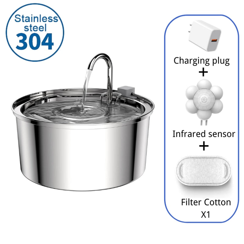 3.2L Stainless Steel Cat Water Fountain Automatic Drinker